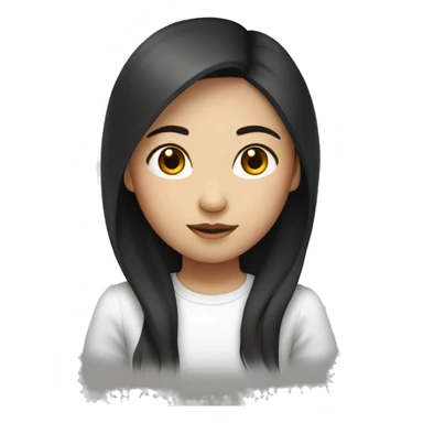 Asian girl in whit teshirt whith dark long hair sticker