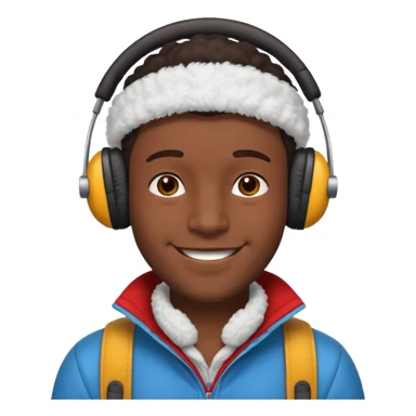 dark skin man wearing earmuff sticker