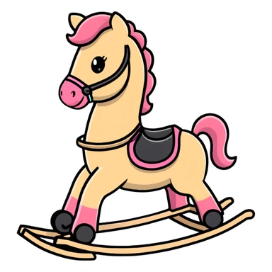 Rocking horse toy with gradient from pink to beige sticker