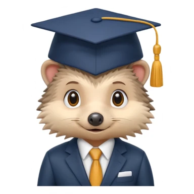 A hedgehog student dressed in a suit and wearing a square academic cap. sticker