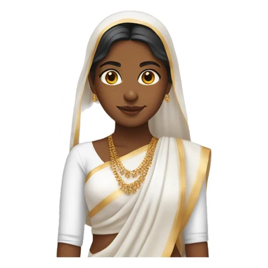 Brown girl wearing white saree sticker