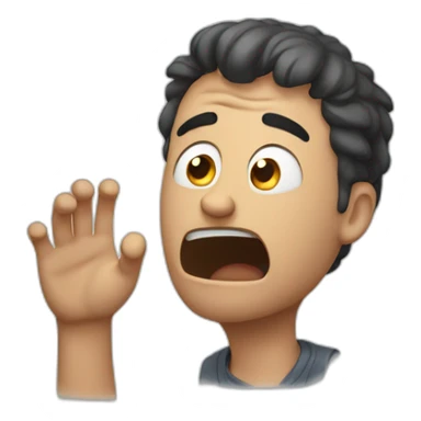 Scared men with a hand above his head to protect him self sticker