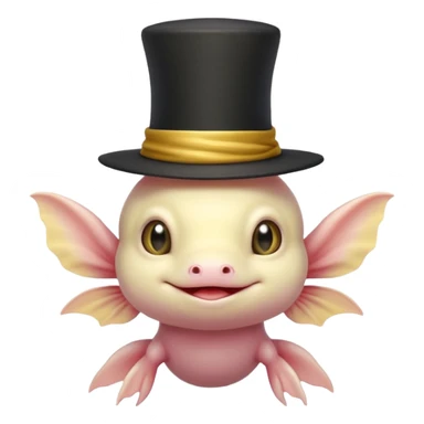 light yellow axolotl with magician hat sticker