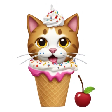 Cat eating a sundae sticker