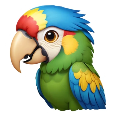 Cinematic Comical Macaw Portrait Emoji, Head tilted dramatically with an exaggeratedly shocked expression, featuring vibrant, bold plumage and wide, comically expressive eyes full of humorous disbelief, Simplified yet hilariously expressive features, highly detailed, glowing with a slightly sassy tropical glow, high shine, dramatic yet playful, stylized with an air of quirky avian attitude, soft glowing outline, capturing the essence of a meme-worthy macaw that looks ready to side-eye its way into viral fame! sticker