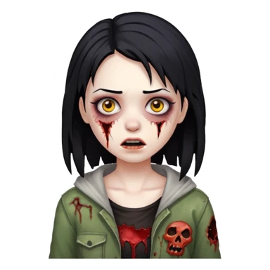 girl zombie with black hair sticker