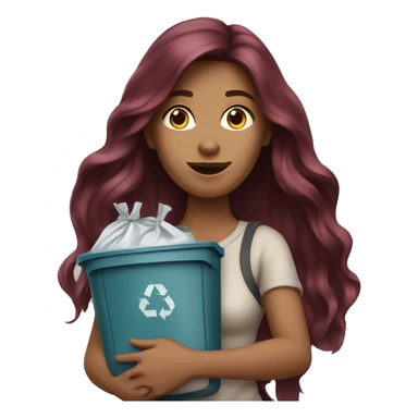 Beautiful burgundy long haired woman taking out the trash sticker