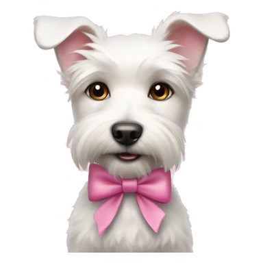 Cute white terrier dog with a pink bow  sticker