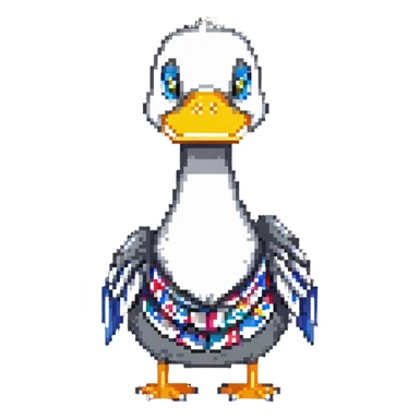 duck with duct tape and a silly face sticker