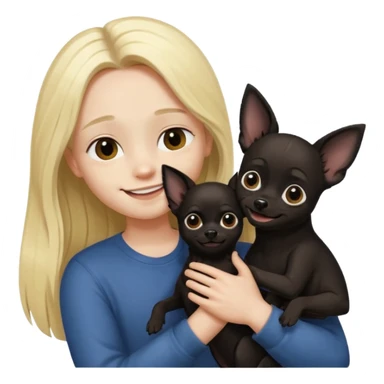 Hombre con pelo largo rubio chica de pelo negro  oscuro  y chihuahua negro amor sticker