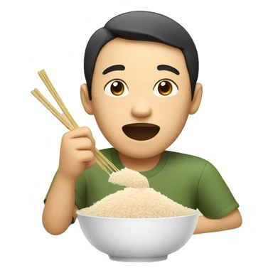 Asian eating rice sticker