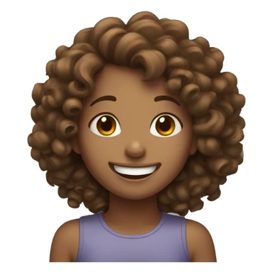 Brown curly haired girl laughing  sticker