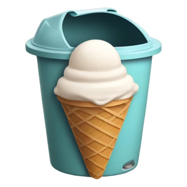 ice cream cone sticking out a trash can sticker
