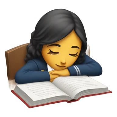 female student in uniform sleeping on book sticker