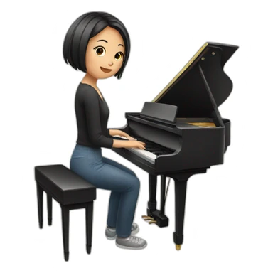 Asian girl playing piano sticker