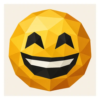 a smiling face emoji in a geometric 2D style, bold shapes and lines sticker