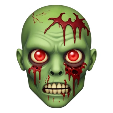 Creepy zombie head, glowing eyes, decaying skin, blood splatters, realistic, no background







 sticker