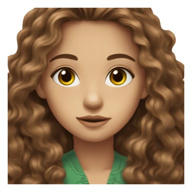 Beautiful girl,brown hair,wavy hair，long hair,geeen eyes sticker