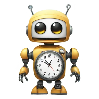 cute robot holds the clock sticker