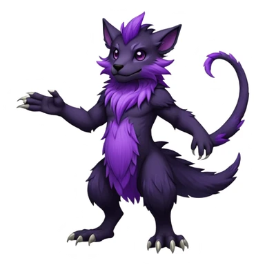  Dark black and purple anthro Fakémon-Wickerbeast-creature (full body) sticker