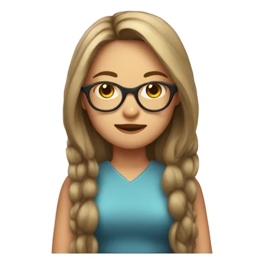 Girl with glasses and long hair and a dress and fat sticker