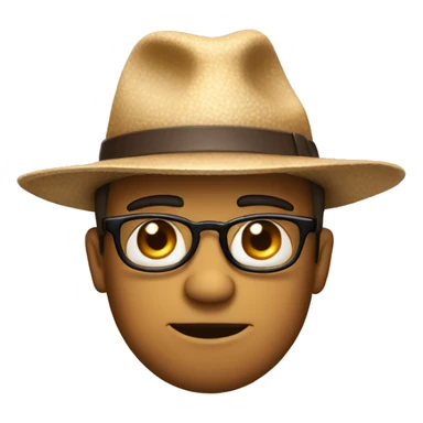 Squinted eyes biting lip raised eyebrows wearing a hat sticker