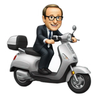 Francois Hollande sur son scooter sticker