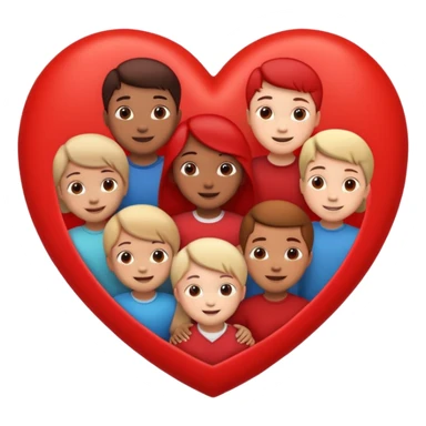 big heart with several small child figures inside sticker