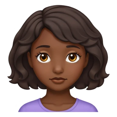 Girl showing shyness, dark skin tone, short wavy hair sticker