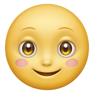 Emoji, yellow round smiling face, shy expression sticker