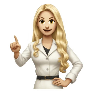 Blonde elegant women with LONG HAIR, ,POINTING YOU FORWARD with her HAND with INDEX FINGER, Hyper Realistic sticker