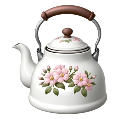 small flowers kettle vintage white and pink sticker