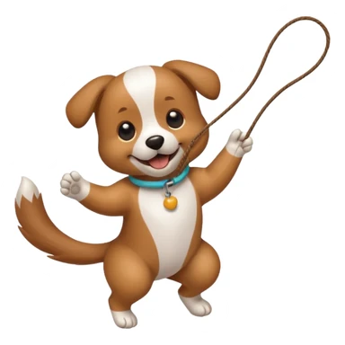 dog playing with a string toy sticker