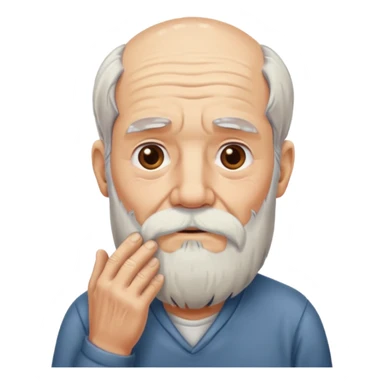Old man touching the bottom of his beard while thinking sticker