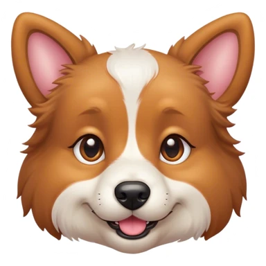 Cinematic Cute Domestic Dog Portrait Emoji, Head tilted playfully and inquisitively, with a delightfully fluffy, friendly build and a characteristically charming face featuring a soft snout and perky ears, accentuated by a glossy coat and round, sparkling eyes full of mischief, Simplified yet irresistibly adorable features, highly detailed, glowing with a warm, friendly glow, high shine, affectionate and lively, stylized with a touch of whimsical cuteness, soft glowing outline, capturing the essence of a mischievous yet loving dog that feels like it could bound out of the screen into your arms! sticker