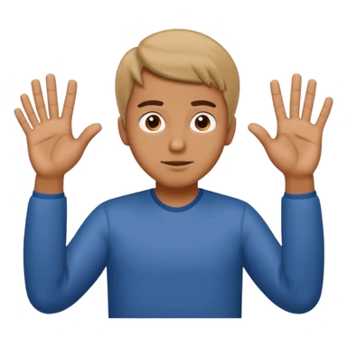 Man shrugging with hands with 6 and 7 on each side of him sticker