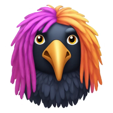 Crow wearing a silly wig sticker