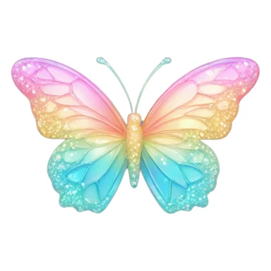 Sparkly Pastel rainbow-gradient iridescent crystal butterfly sticker