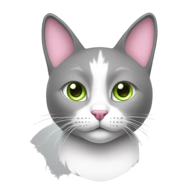 gray and white lady, white and pink noisecat with light green eyes  sticker
