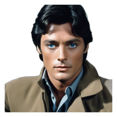 alain delon young space navigator blue eyes neat black hair sticker
