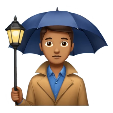 Man with umbrella + streetlight reflection, Midnight Wanderers sticker