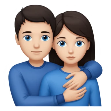  Chłopak z ciemnymi włosami z ciemnymi oczami przytulający się do brunetki z niebieskimi oczami sticker
