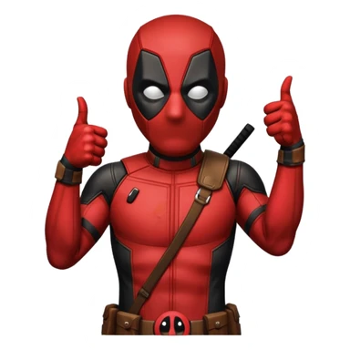 deadpool thumbs up emoji, not so cute, more realistic sticker