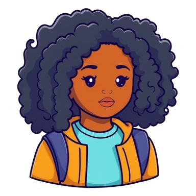 SZA with voluminous curly black hair sticker