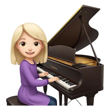 A cute girl in funny animated style , cartoon is playing the piano. sticker