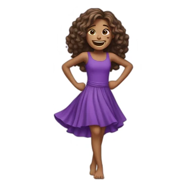 split hair girl with gap teeth dancing with a purple dress and purple top sticker