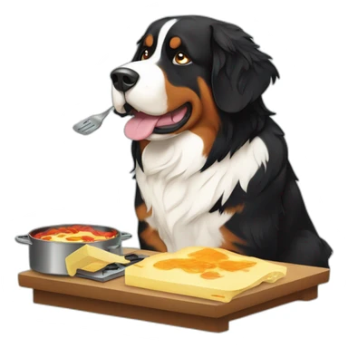 bernese mountain dog cooking raclette sticker