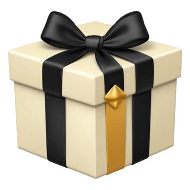 square ivory gift box present with a black bow sticker
