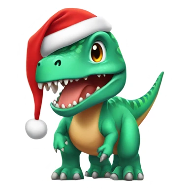 Dinosaur wearing Santa hat sticker