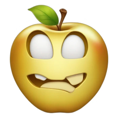 A bitten attractive golden apple, gold sticker